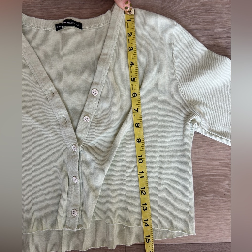 Brandy Melville Light Green Cropped Cardigan - Picture 5 of 5
